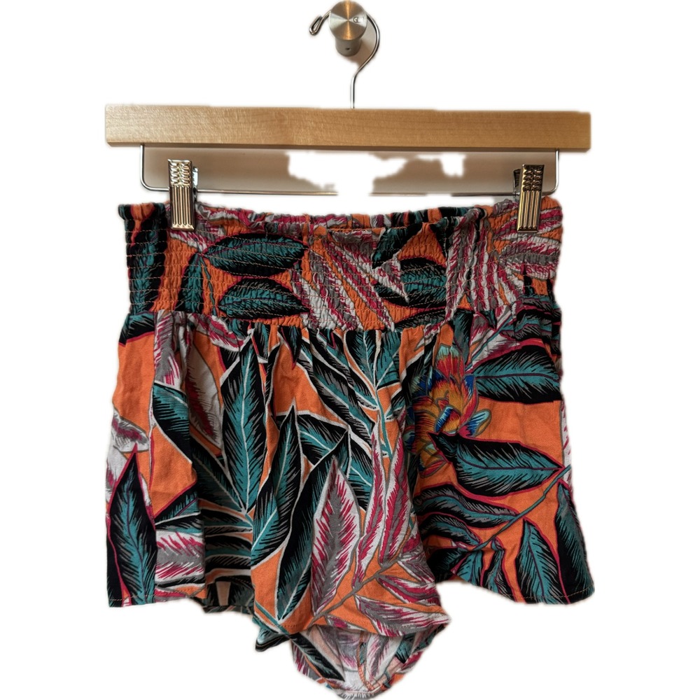 Jack by BB Dakota Smocked Tropical Shorts Cover Up Vacation Tropical Sz S